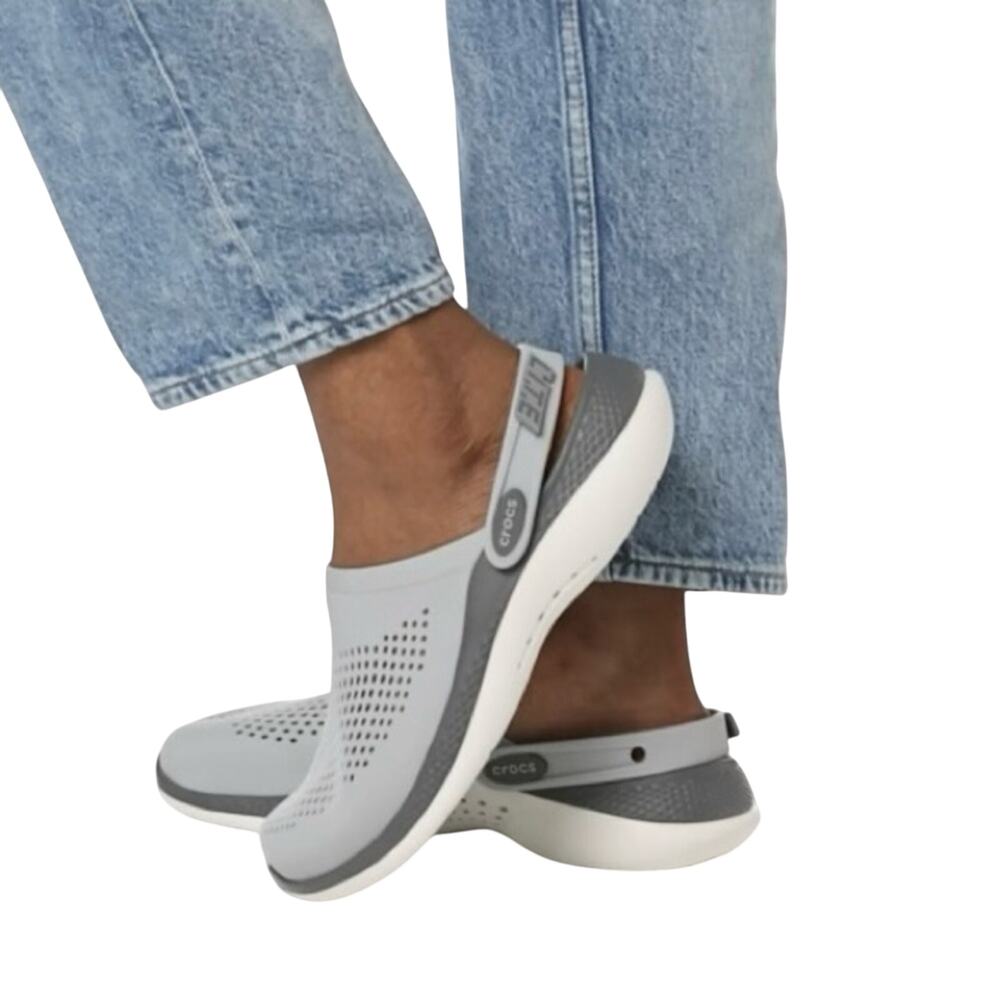 Crocs Unisex Literide 360 Clog Shoes Size Junior 5 Light Grey, Dark‎ Grey accent